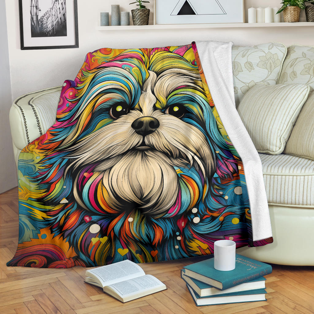 Shih Tzu Blanket, Shih Tzu Trippy Psychedelics Blanket, Shih Tzu Gifts, Shih Tzu Throw Blanket