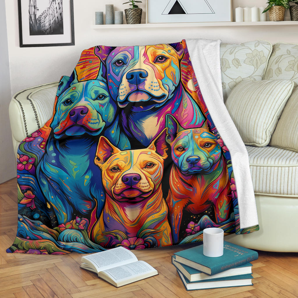 American Staffordshire Terri Blanket, Trippy Psychedelics American Staffordshire Terri Fleece Blanket, American Staffordshire Terri Throw Blanket, American Staffordshire Terri Gifts