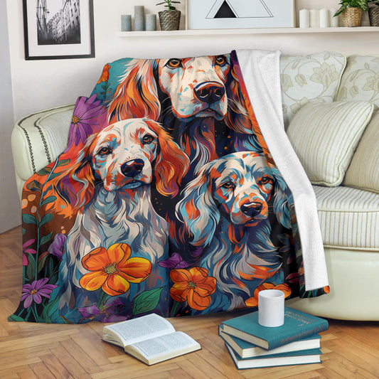 English Setter Blanket, Trippy Psychedelics English Setter Fleece Blanket, English Setter Throw Blanket, English Setter Gifts