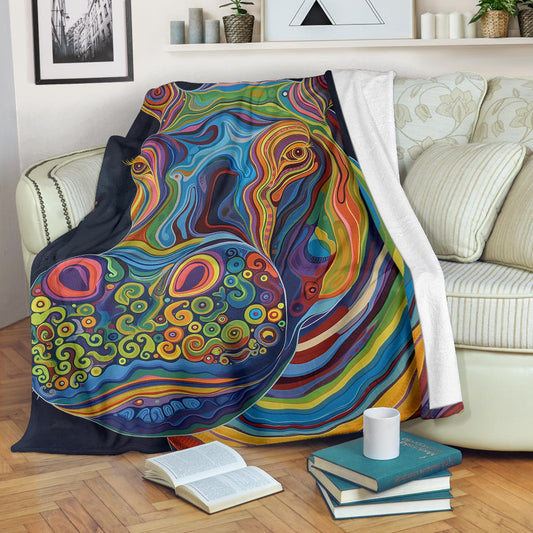 Hippopotamus Blanket, Trippy Psychedelics Hippopotamus Fleece Blanket, Hippopotamus Throw Blanket, Hippopotamus Gifts