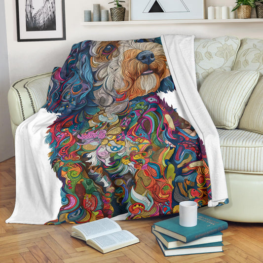 Lagotto Romagnolo Dog Blanket, Trippy Psychedelics Lagotto Romagnolo Dog Fleece Blanket, Lagotto Romagnolo Dog Throw Blanket, Lagotto Romagnolo Dog Gifts