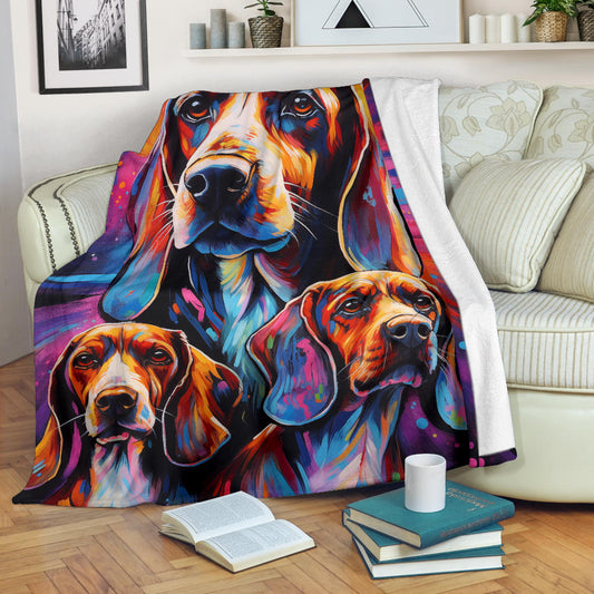 English Foxhound Blanket, Trippy Psychedelics English Foxhound Fleece Blanket, English Foxhound Throw Blanket, English Foxhound Gifts