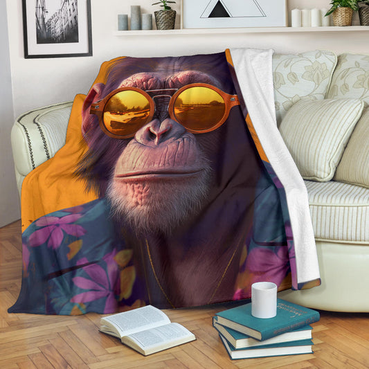 Monkey Blanket, Trippy Psychedelics Monkey Fleece Blanket, Monkey Throw Blanket, Monkey Gifts