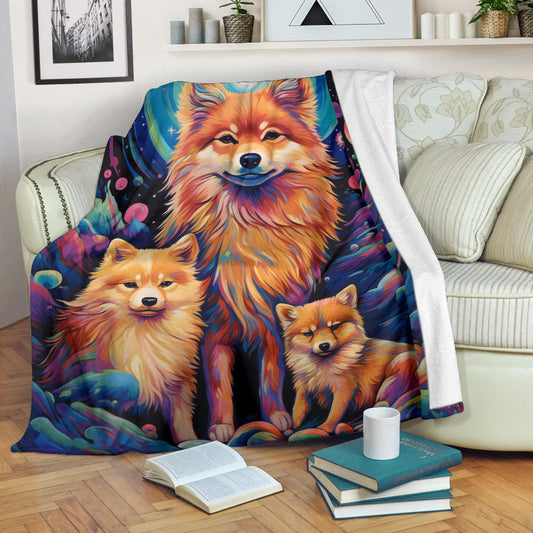 Finnish Spitz Blanket, Trippy Psychedelics Finnish Spitz Fleece Blanket, Finnish Spitz Throw Blanket, Finnish Spitz Gifts