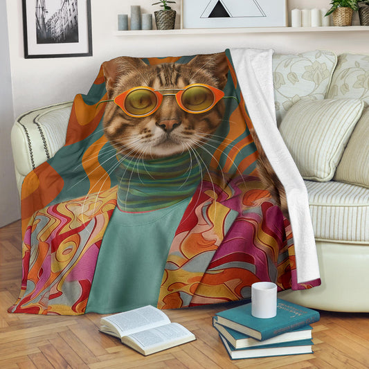 Ocicat Cat Blanket, Trippy Psychedelics Ocicat Cat Fleece Blanket, Ocicat Cat Throw Blanket, Ocicat Cat Gifts