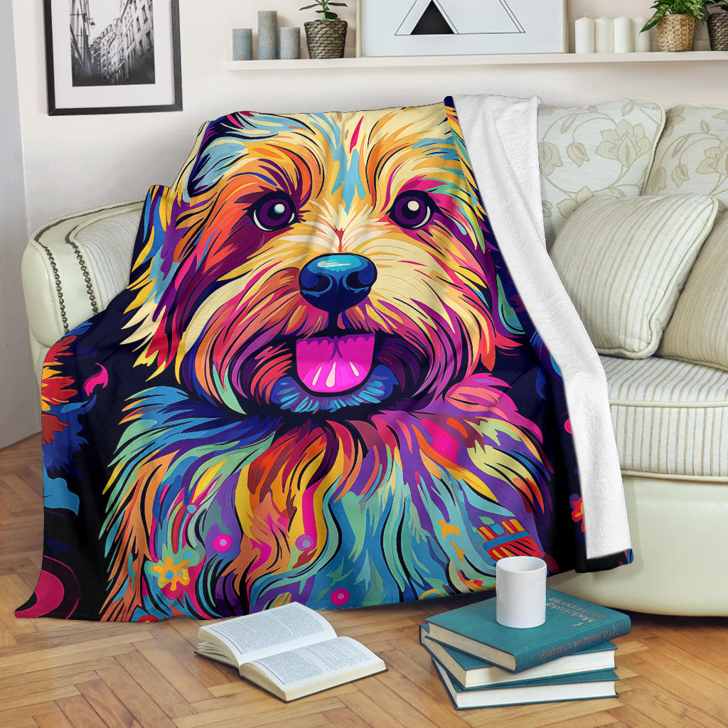 Norfolk Terrier Blanket, Trippy Psychedelics Norfolk Terrier Fleece Blanket, Norfolk Terrier Throw Blanket, Norfolk Terrier Gifts