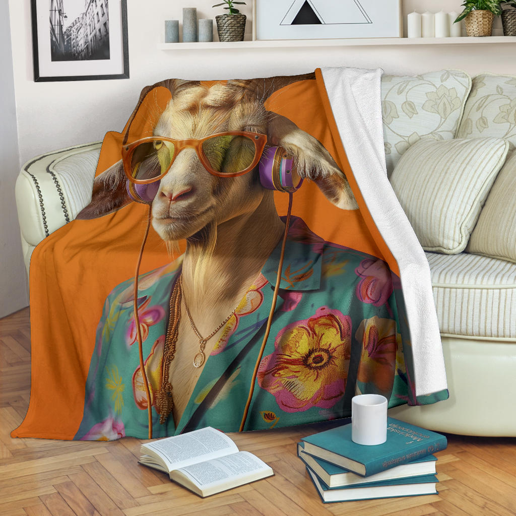 Goat Blanket, Trippy Psychedelics Goat Fleece Blanket, Goat Throw Blanket, Goat Gifts