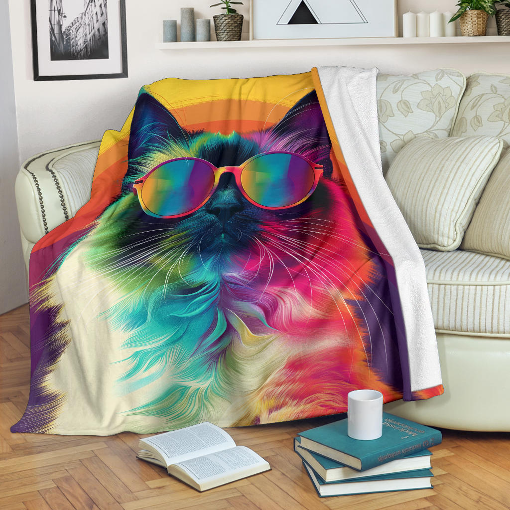 Birman cat Blanket, Trippy Psychedelics Birman cat Fleece Blanket, Birman cat Throw Blanket, Birman cat Gifts