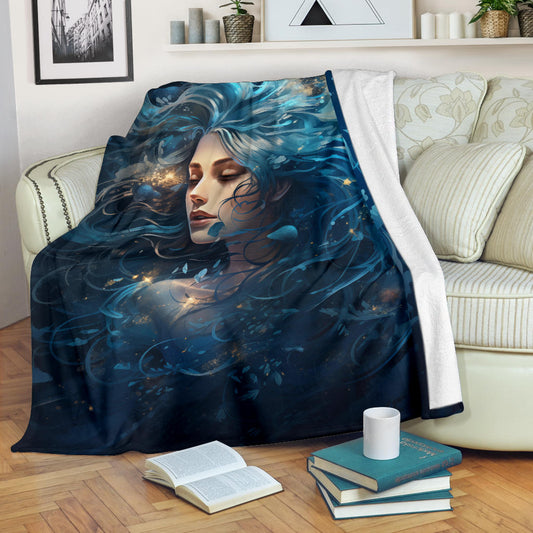 Aquarius Zodiac Sign Blanket, Aquarius Zodiac Throw Blanket, Aquarius Zodiac Gifts, Aquarius Fleece Blanket