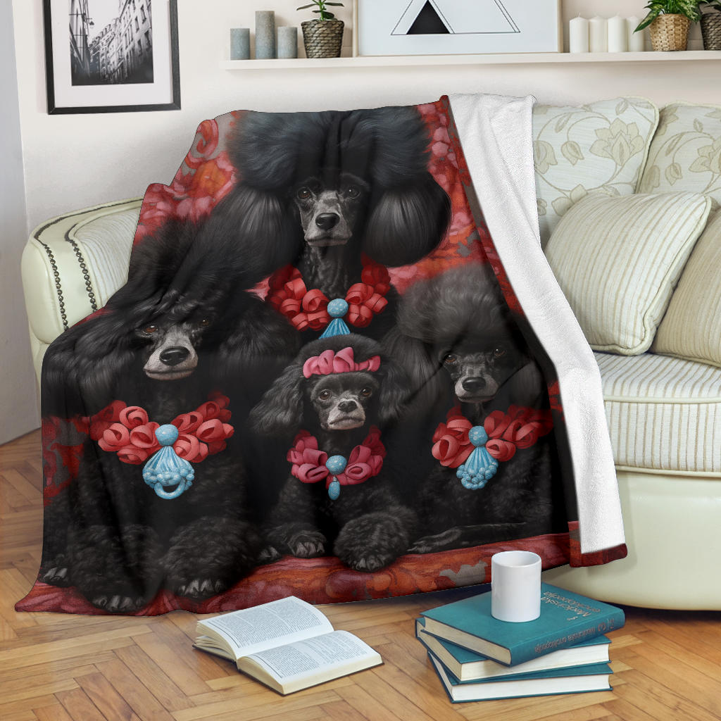 Poodle Family Blanket, Poodle Gifts, Poodle Fleece Blanket, Poodle Throw Blanket