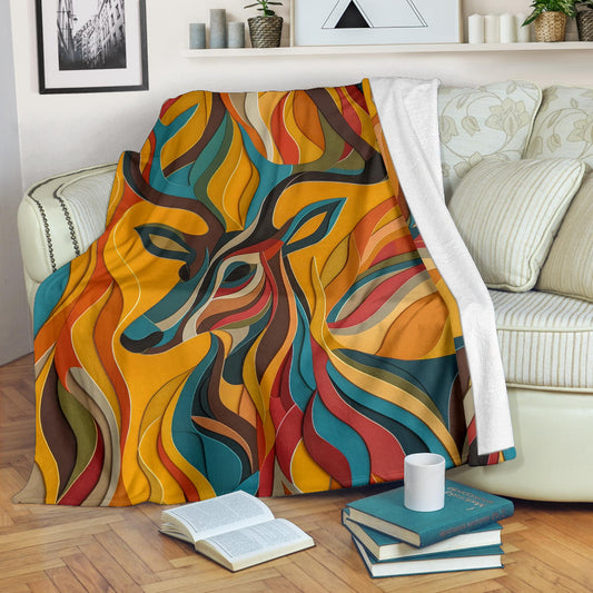 Antelope Blanket, Trippy Psychedelics Antelope Fleece Blanket, Antelope Throw Blanket, Antelope Gifts