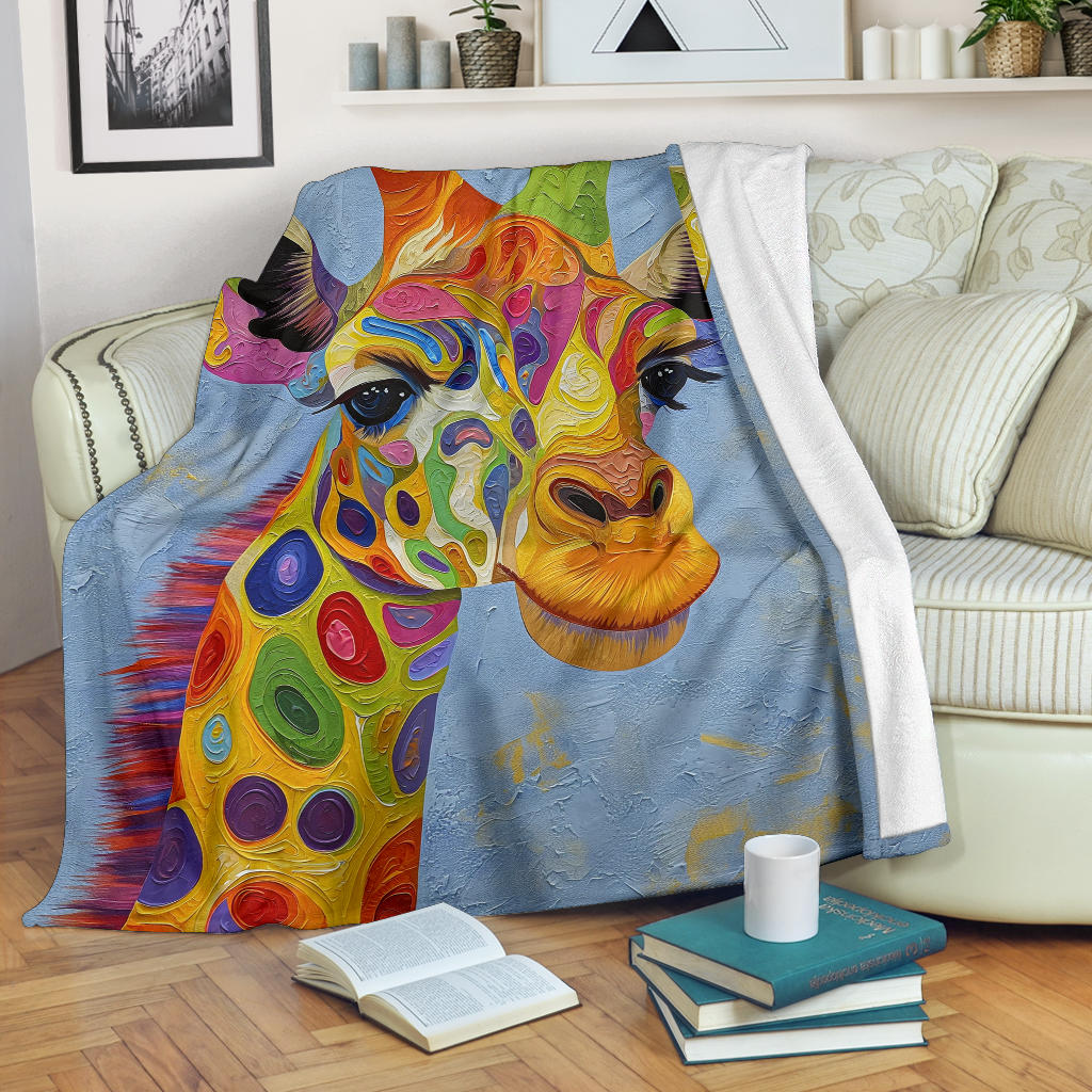 Giraffe Blanket, Trippy Psychedelics Giraffe Fleece Blanket, Giraffe Throw Blanket, Giraffe Gifts