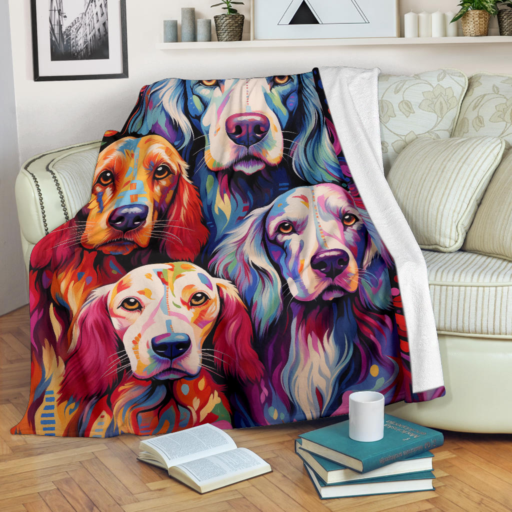 English Setter Blanket, Trippy Psychedelics English Setter Fleece Blanket, English Setter Throw Blanket, English Setter Gifts