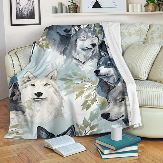 Wolf Faces Blanket