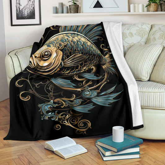 Fish Zodiac Blanket, Pisces Zodiac Gifts, Fish Zodiac Throw Blanket, Fish Zodiac Sign Fleece Blanket