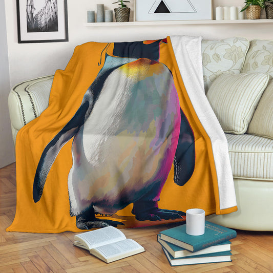 Penguin Blanket, Trippy Psychedelics Penguin Fleece Blanket, Penguin Throw Blanket, Penguin Gifts