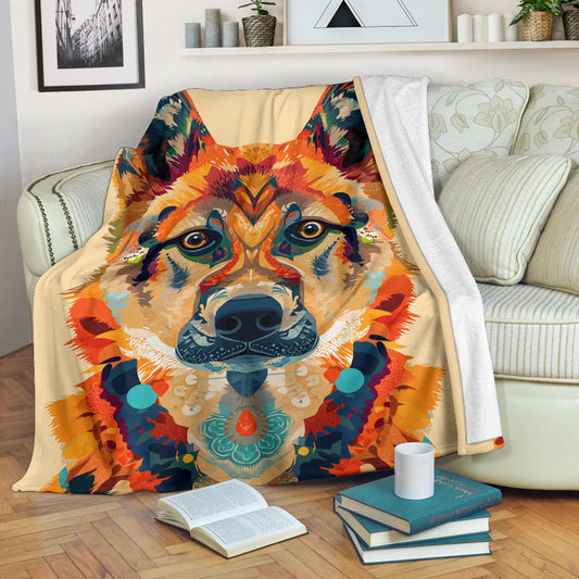 Jindo Dog Blanket, Trippy Psychedelics Jindo Dog Fleece Blanket, Jindo Dog Throw Blanket, Jindo Dog Gifts