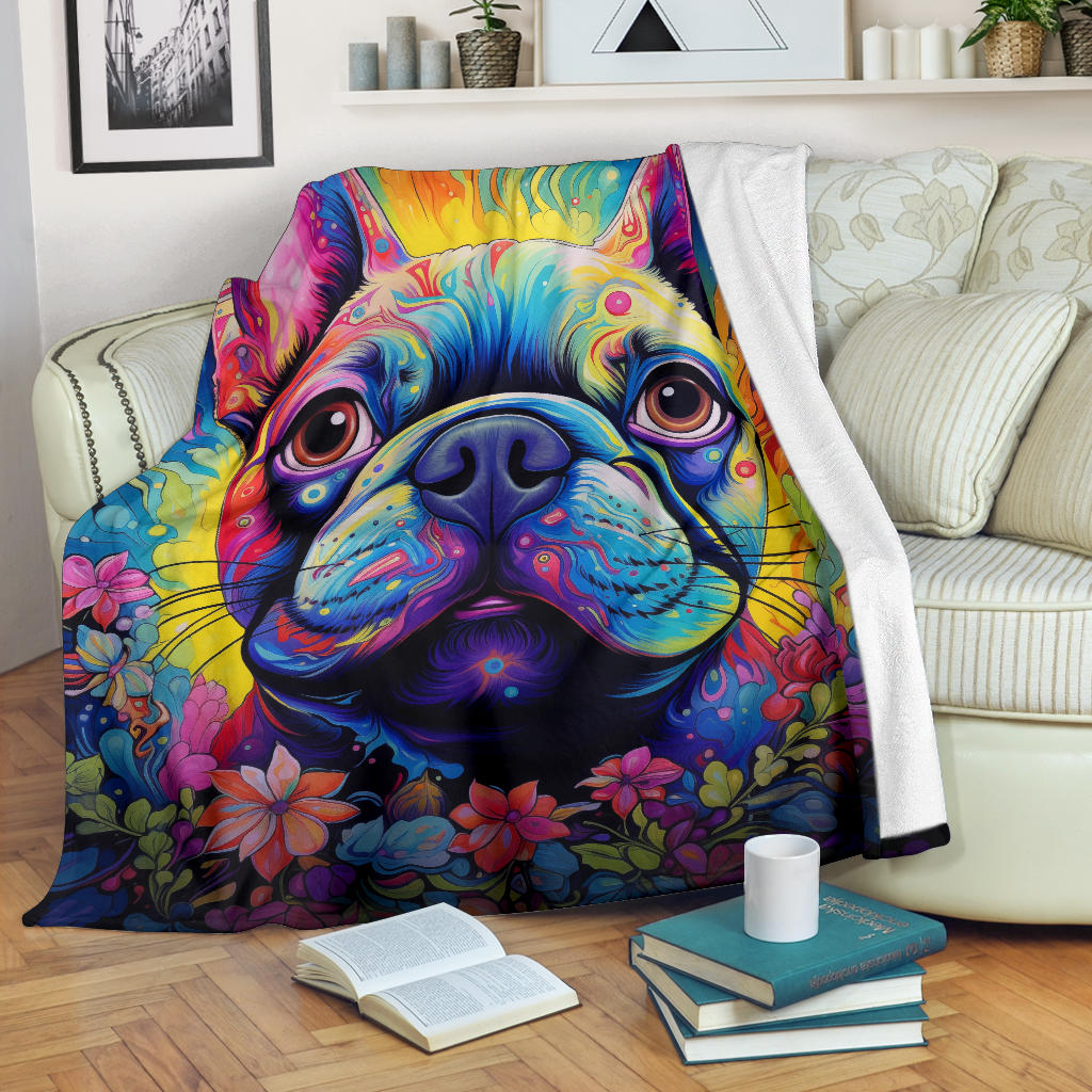 French Bulldog Blanket, French Bulldog Trippy Blanket, French Bulldog Gifts,French Bulldog Throw Blanket