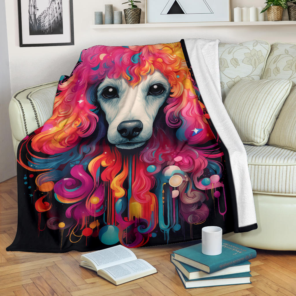 Trippy Psychedelics Poodle Blanket, Poodle Throw Blanket, Poodle Fleece Blanket, Poodle Gifts