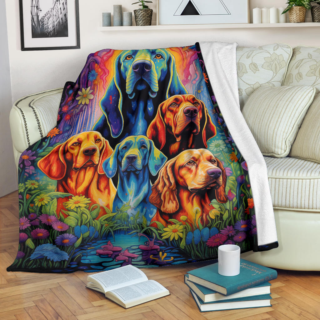 Bloodhound Blanket, Trippy Psychedelics Bloodhound Fleece Blanket, Bloodhound Throw Blanket, Bloodhound Gifts