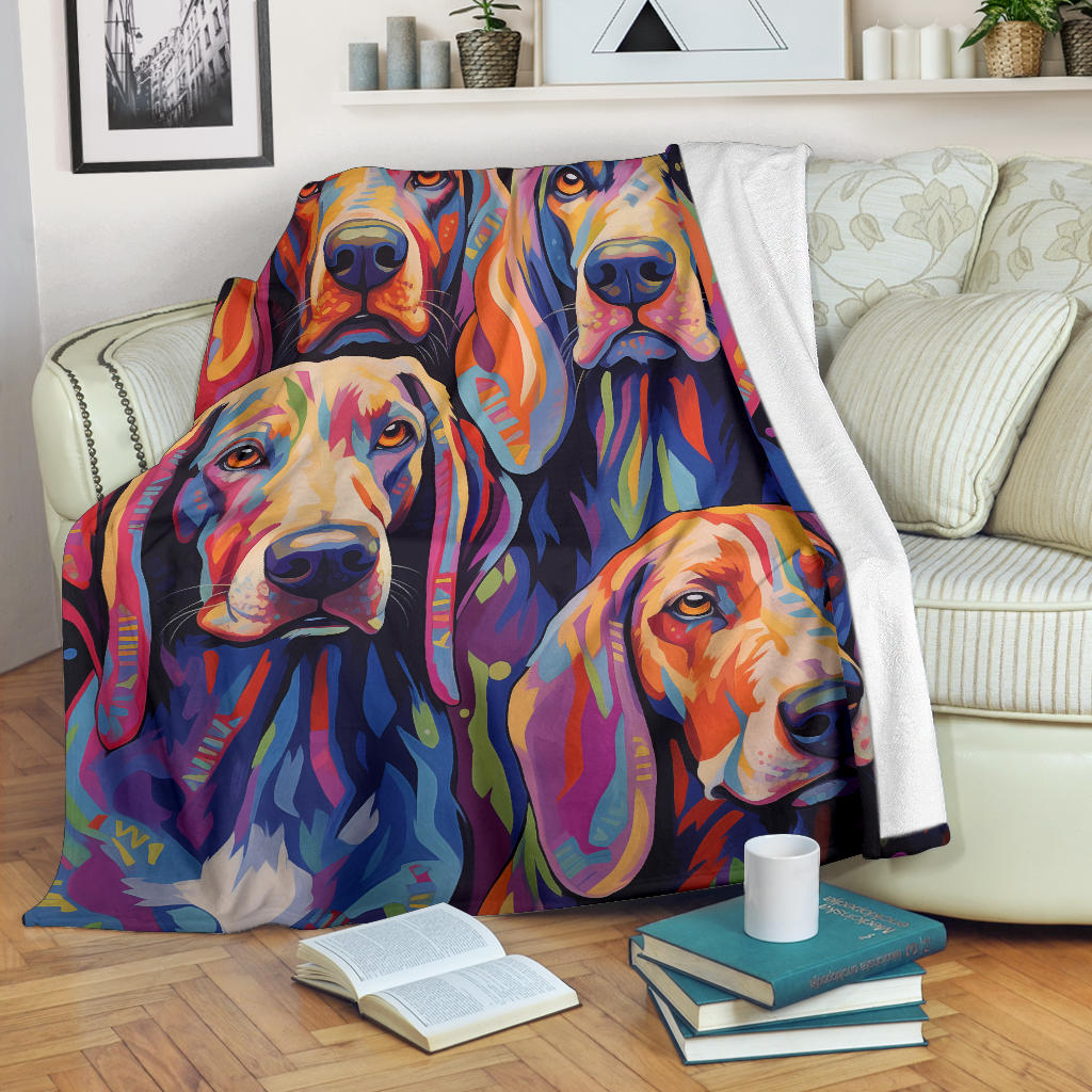 Treeing Walker Coonhound Blanket, Trippy Psychedelics Treeing Walker Coonhound Fleece Blanket, Treeing Walker Coonhound Throw Blanket, Treeing Walker Coonhound Gifts