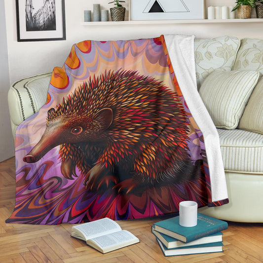 Echidna Blanket, Trippy Psychedelics Echidna Fleece Blanket, Echidna Throw Blanket, Echidna Gifts