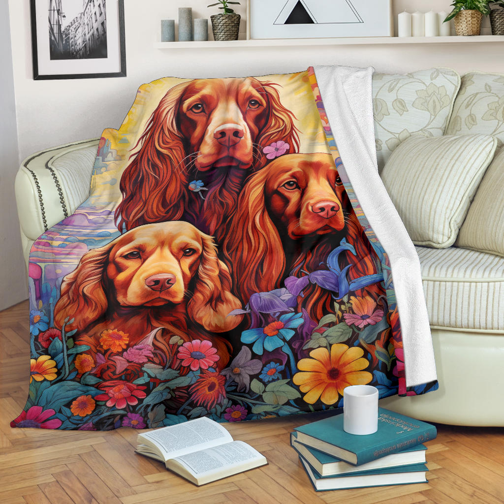 Sussex Spaniel Blanket, Trippy Psychedelics Sussex Spaniel Fleece Blanket, Sussex Spaniel Throw Blanket, Sussex Spaniel Gifts