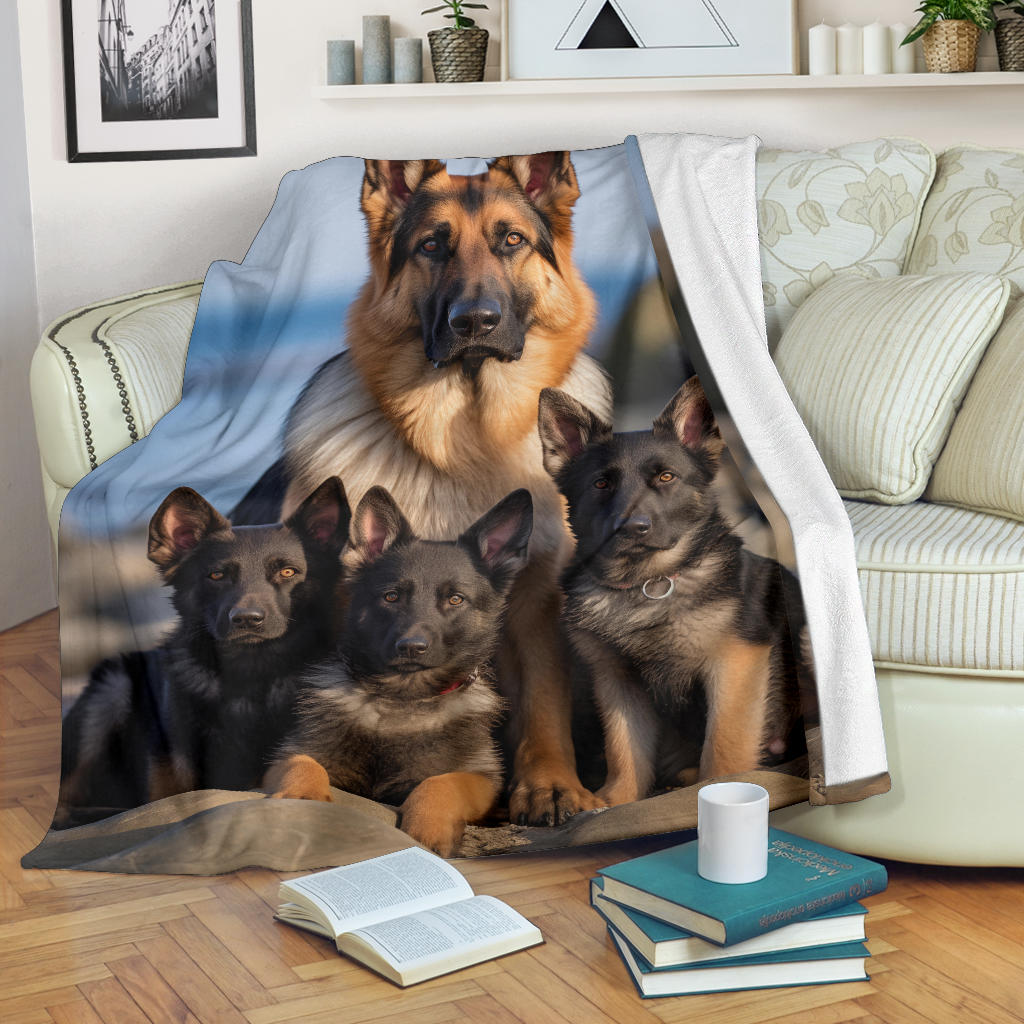 German Shepherd Family Blanket, German Shepherd Gifts, German Shepherd Throw Blanket, German Shepherd Fleece Blanket