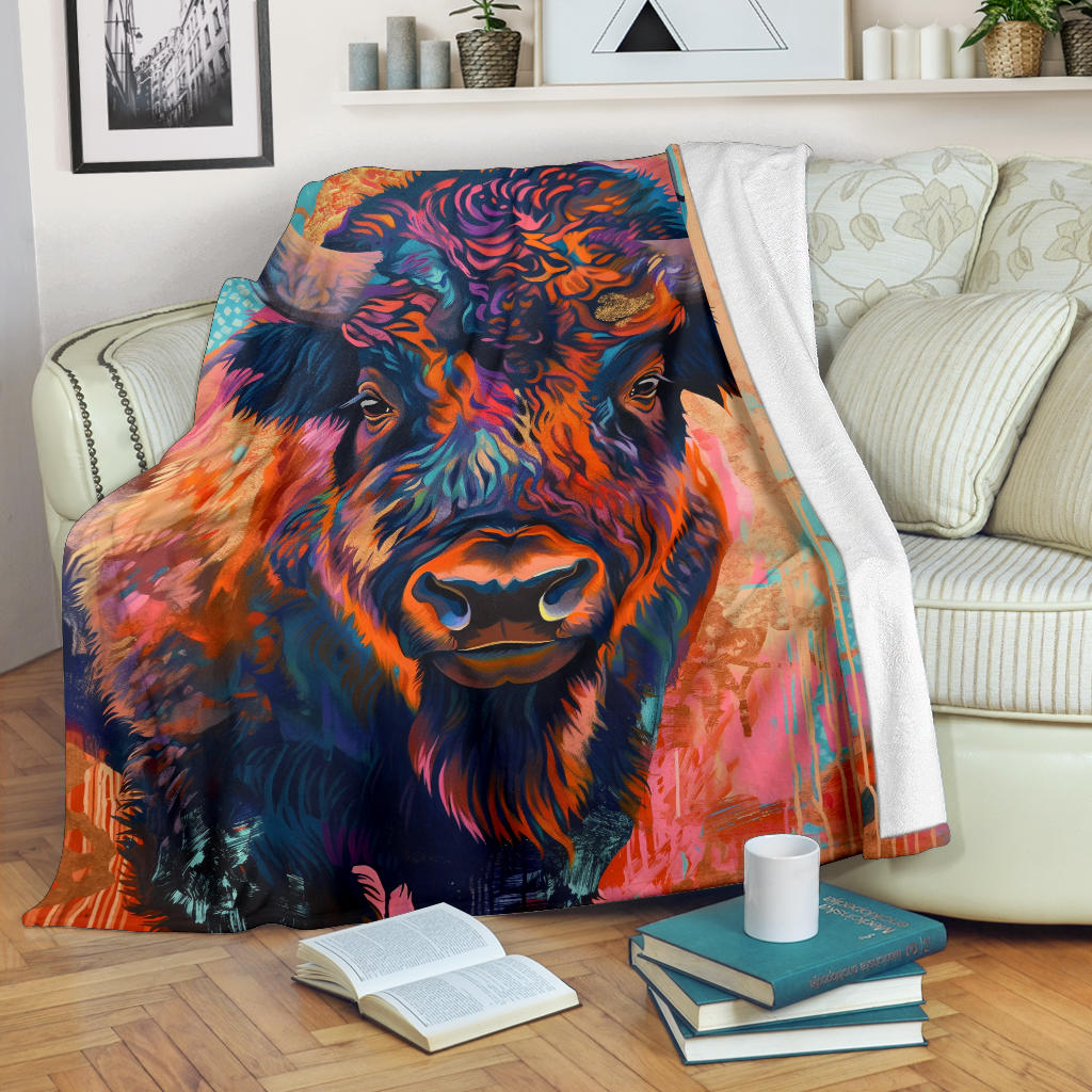 Buffalo Blanket, Trippy Psychedelics Buffalo Fleece Blanket, Buffalo Throw Blanket, Buffalo Gifts