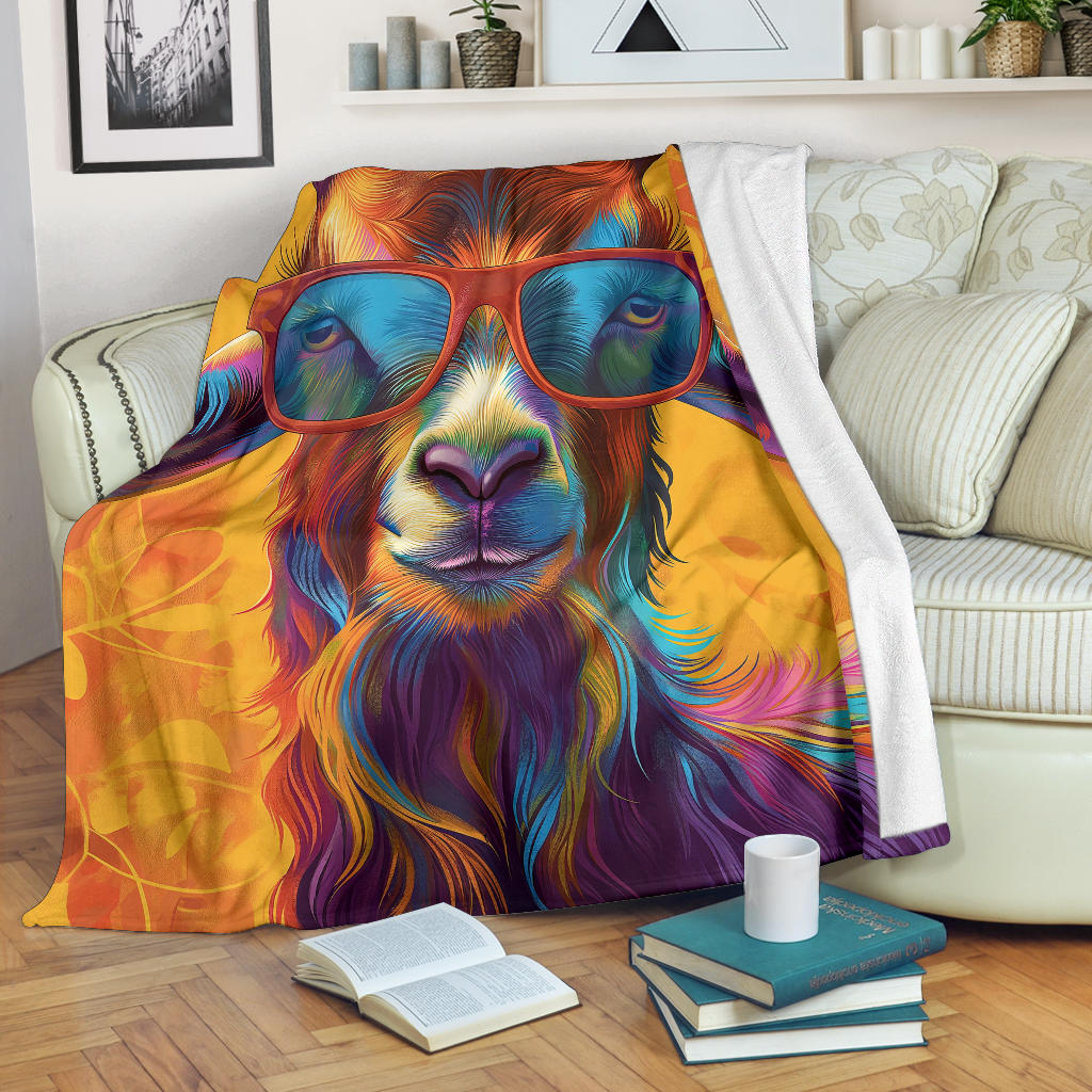 Goat Blanket, Trippy Psychedelics Goat Fleece Blanket, Goat Throw Blanket, Goat Gifts