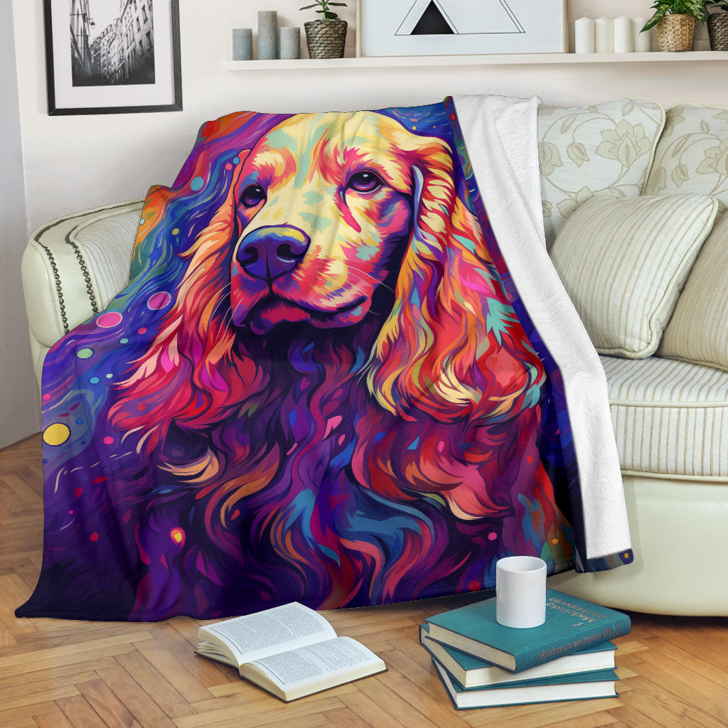 Cocker Spaniel Blanket, Cocker Spaniel Trippy Psychedelics Blanket, Cocker Spaniel Gifts, Cocker Spaniel Throw Blanket