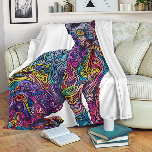 Devon Rex cat Blanket, Trippy Psychedelics Devon Rex cat Fleece Blanket, Devon Rex cat Throw Blanket, Devon Rex cat Gifts