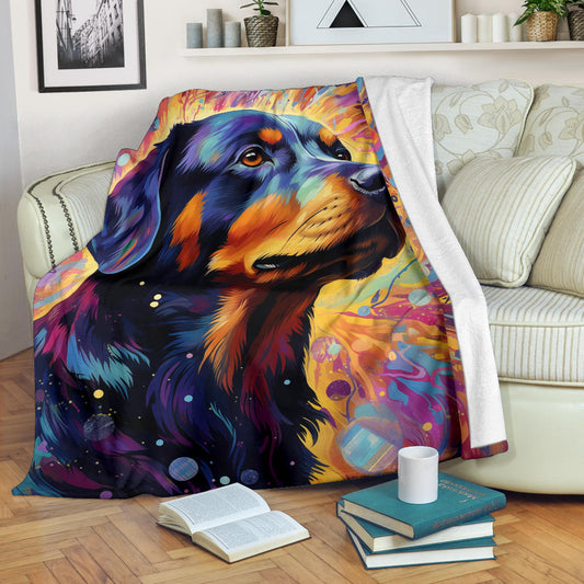 Trippy Psychedelics Rottweiler Blanket, Rottweiler Throw Blanket, Rottweiler Fleece Blanket, Rottweiler Gifts