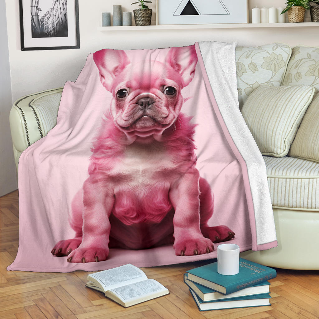 Pink French Bulldog Blanket, French Bulldog Throw Blanket, French Bulldog Fleece Blanket, French Bulldog Gifts