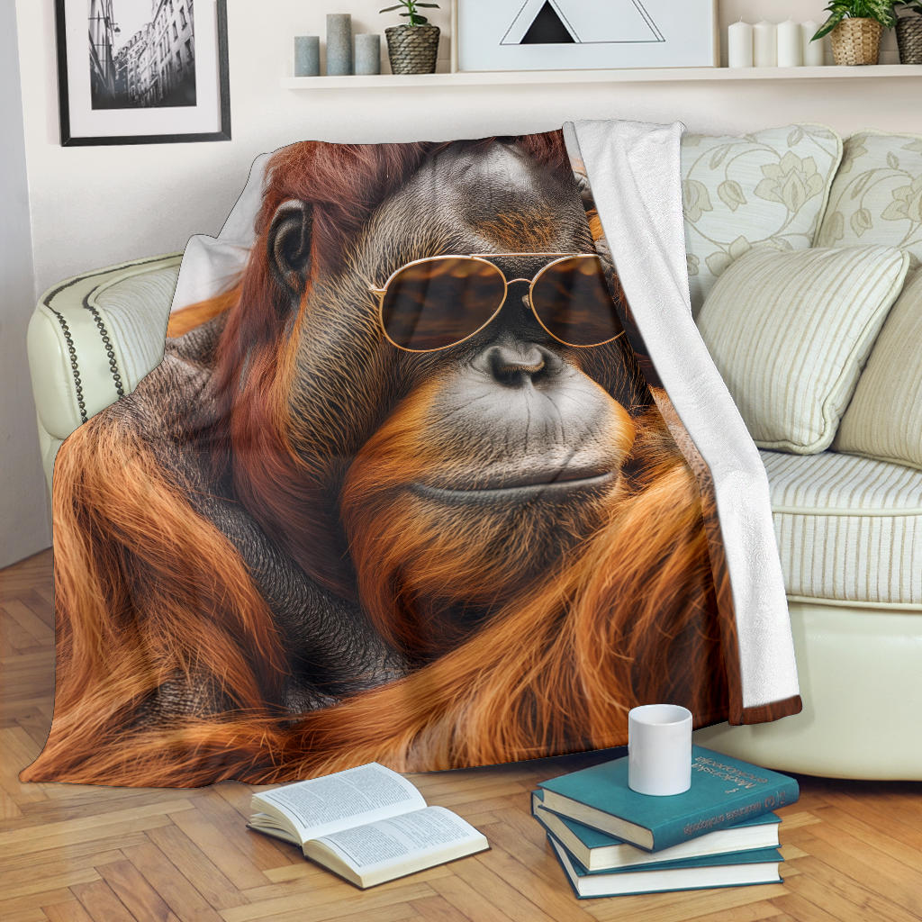 Orangutan animal Blanket, Trippy Psychedelics Orangutan animal Fleece Blanket, Orangutan animal Throw Blanket, Orangutan animal Gifts