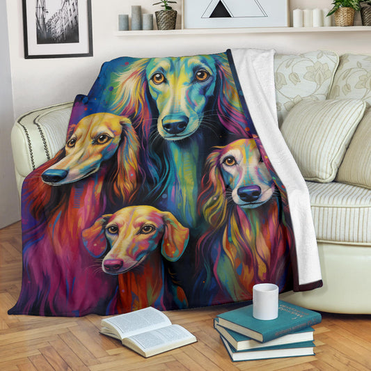 Saluki Blanket, Trippy Psychedelics Saluki Fleece Blanket, Saluki Throw Blanket, Saluki Gifts