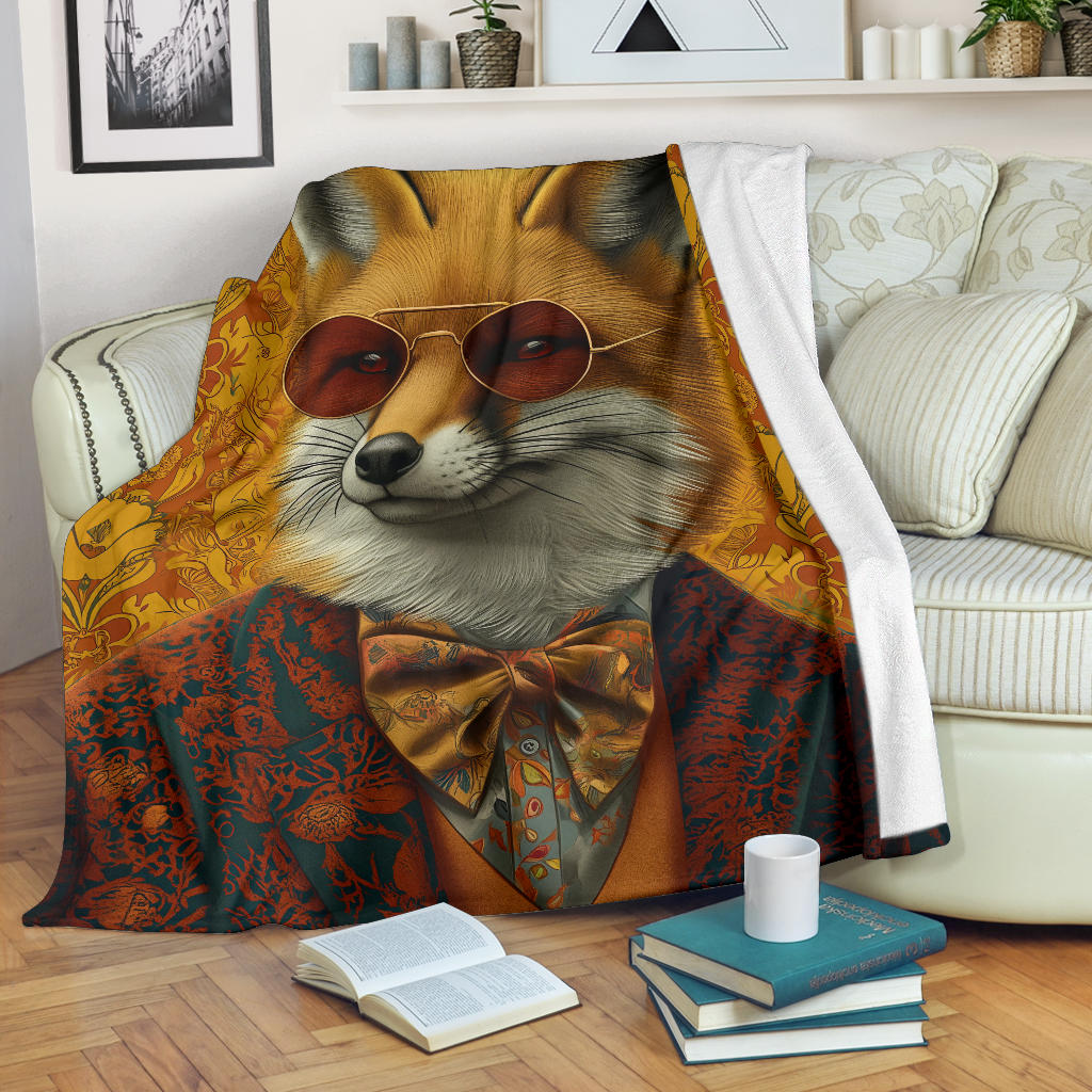 Fox Blanket, Trippy Psychedelics Fox Fleece Blanket, Fox Throw Blanket, Fox Gifts