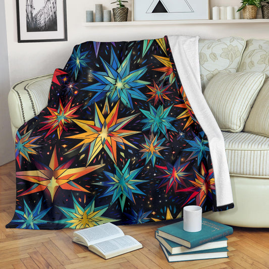 Stars Blanket, Trippy Psychedelics Stars Blanket, Stars Gifts, Flower Child Blanket