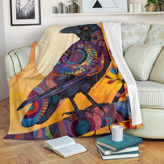 Crow bird Blanket, Trippy Psychedelics Crow bird Fleece Blanket, Crow bird Throw Blanket, Crow bird Gifts