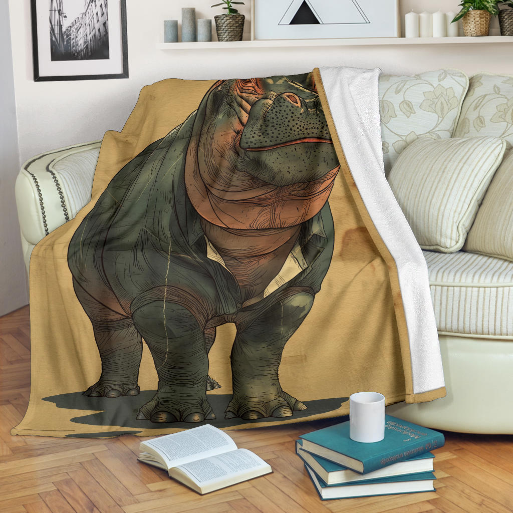 Hippopotamus Blanket, Trippy Psychedelics Hippopotamus Fleece Blanket, Hippopotamus Throw Blanket, Hippopotamus Gifts