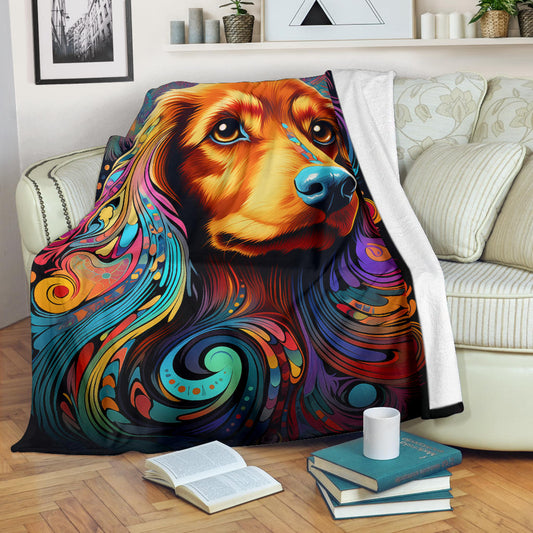 Trippy Psychedelics Dachshund Blanket, Dachshund Throw Blanket, Dachshund Fleece Blanket, Dachshund Gifts