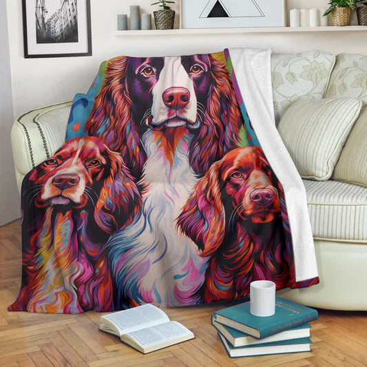 Welsh Springer Spaniel Blanket, Trippy Psychedelics Welsh Springer Spaniel Fleece Blanket, Welsh Springer Spaniel Throw Blanket, Welsh Springer Spaniel Gifts