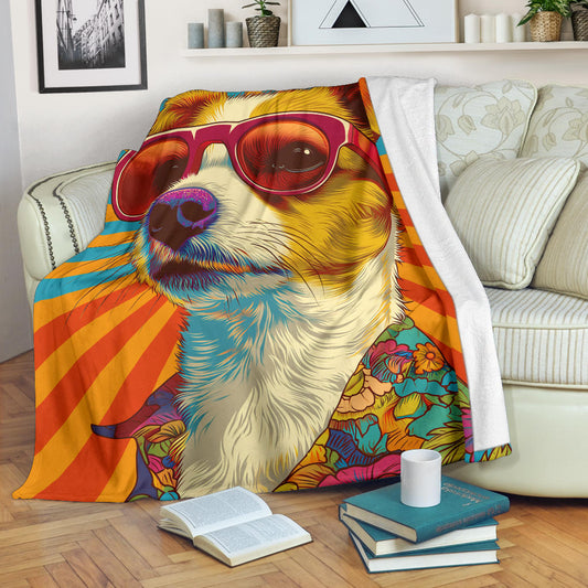 Japanese Terrier Blanket, Trippy Psychedelics Japanese Terrier Fleece Blanket, Japanese Terrier Throw Blanket, Japanese Terrier Gifts