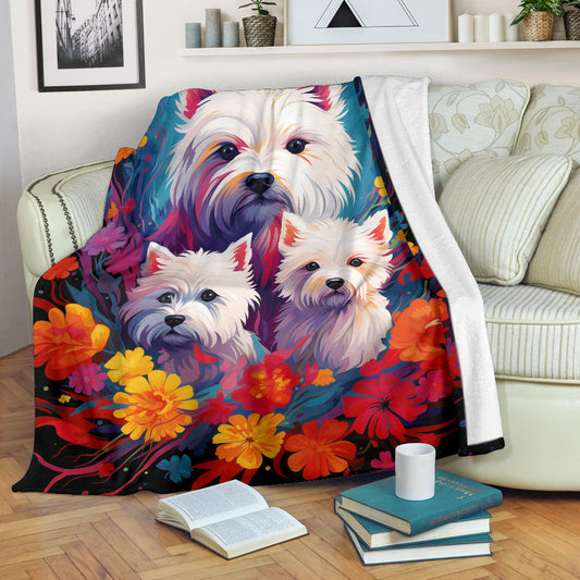 West Highland White Terrier Blanket, Trippy Psychedelics West Highland White Terrier Fleece Blanket, West Highland White Terrier Throw Blanket, West Highland White Terrier Gifts