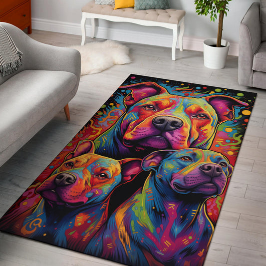 Staffordshire Bull Terrier Area Rug, Staffordshire Bull Terrier Trippy Rug, Staffordshire Bull Terrier Gifts, Staffordshire Bull Terrier Decor