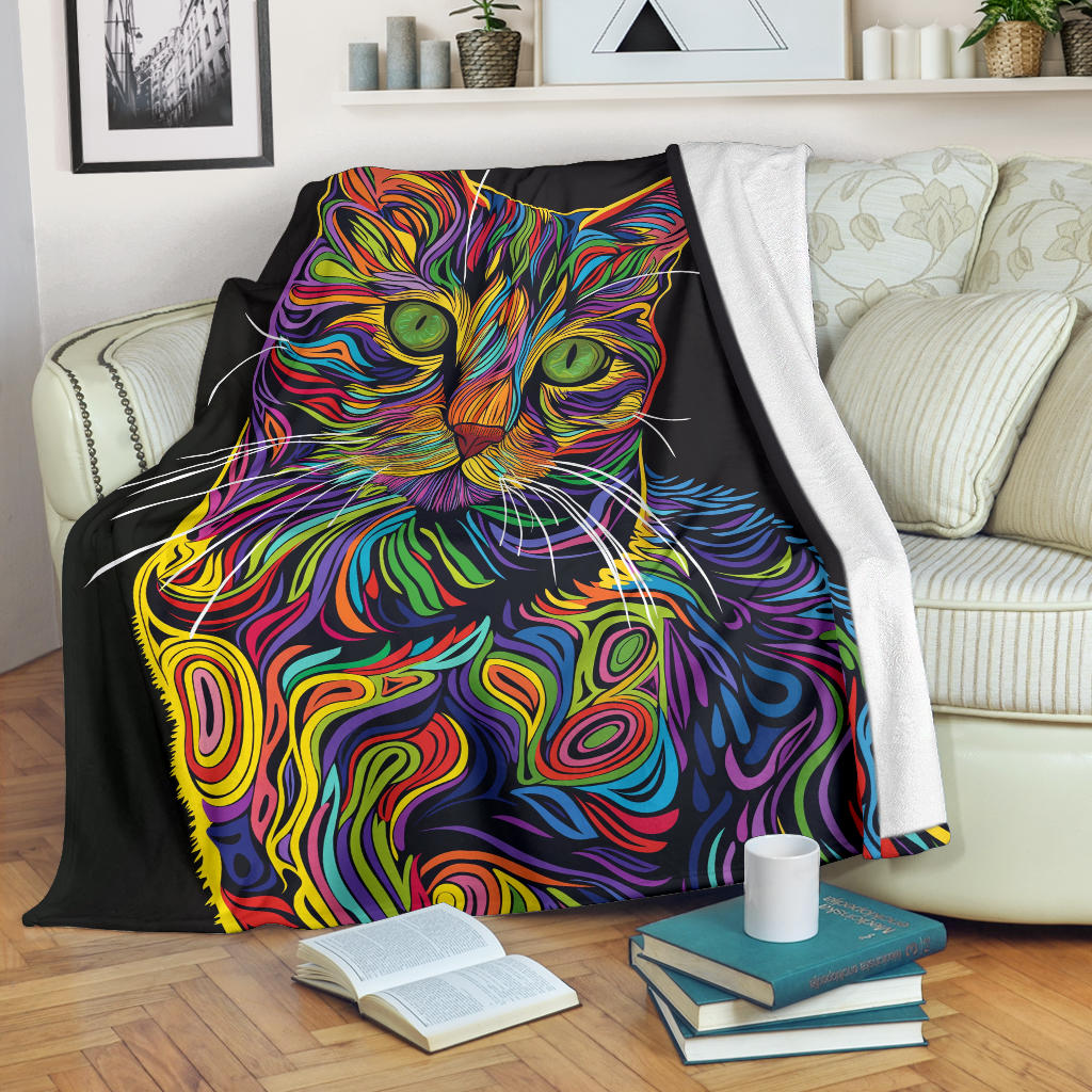 American Shorthair cat Blanket, Trippy Psychedelics American Shorthair cat Fleece Blanket, American Shorthair cat Throw Blanket, American Shorthair cat Gifts