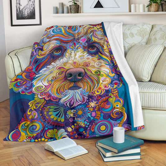 Lagotto Romagnolo Dog Blanket, Trippy Psychedelics Lagotto Romagnolo Dog Fleece Blanket, Lagotto Romagnolo Dog Throw Blanket, Lagotto Romagnolo Dog Gifts