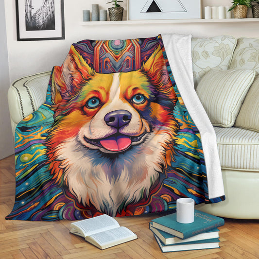 Pembroke Welsh Corgi Blanket, Trippy Psychedelics Pembroke Welsh Corgi Fleece Blanket, Pembroke Welsh Corgi Throw Blanket, Pembroke Welsh Corgi Gifts