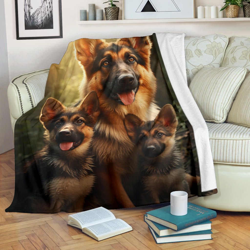 German Shepherd Family Blanket, German Shepherd Gifts, German Shepherd Throw Blanket, German Shepherd Fleece Blanket