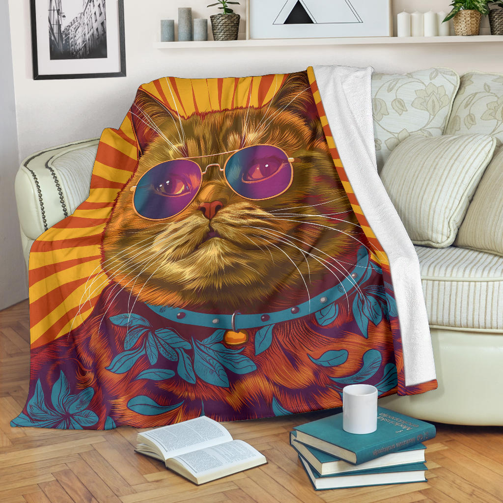 British Shorthair cat Blanket, Trippy Psychedelics British Shorthair cat Fleece Blanket, British Shorthair cat Throw Blanket, British Shorthair cat Gifts